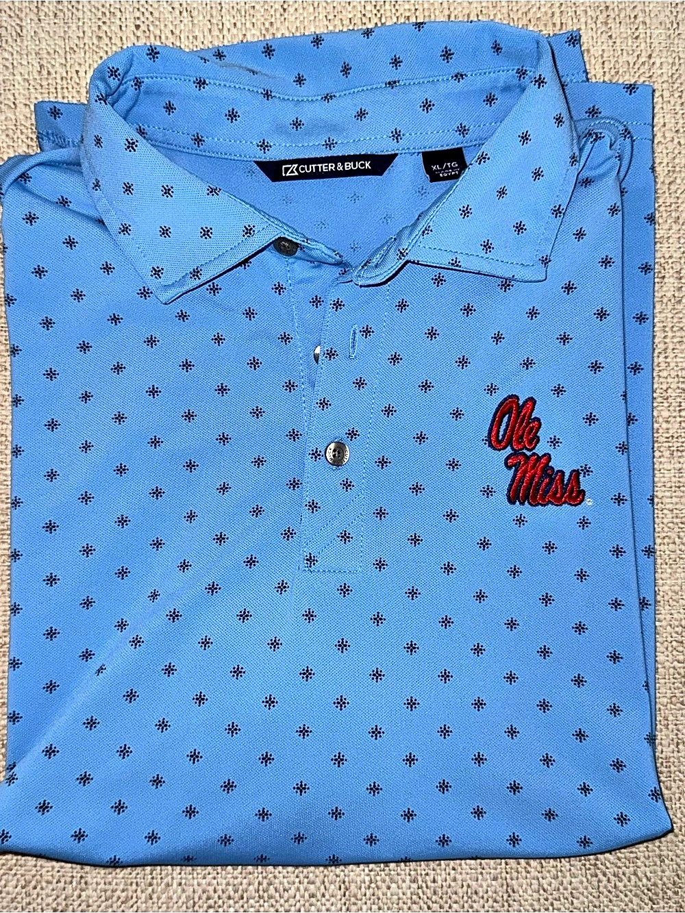 Cutter & Buck Men's Blue Pattern Polo Size XL (OT)